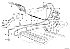 Расширит.бачок/трубопроводы для BMW E30 324td M21 (схема запасных частей)