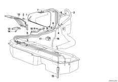 Расширит.бачок/трубопроводы для BMW E30 324td M21 (схема запасных частей)