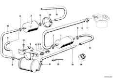 Топливный насос/топливный фильтр для BMW E12 528i M30 (схема запасных частей)