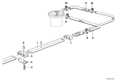 Топливопровод/ элементы крепления для BMW E30 324td M21 (схема запасных частей)