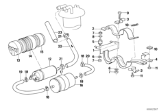 Топливный насос/топливный фильтр для BMW E28 525i M30 (схема запасных частей)