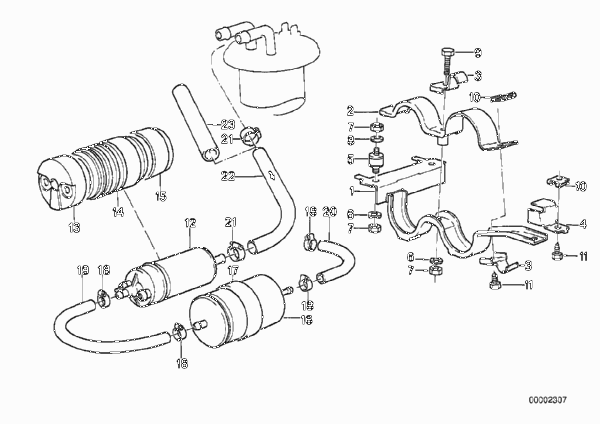Топливный насос/топливный фильтр для BMW E28 M5 S38 (схема запчастей)