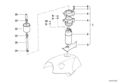 Топливный насос/топливный фильтр для BMW 89V2 K 1100 RS (0522,0532) 0 (схема запасных частей)