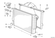 Радиатор водян.охлажд./кожух вентилятора для BMW Z1 Z1 M20 (схема запасных частей)