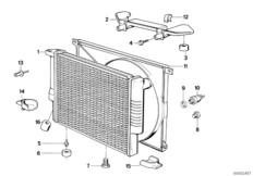 Радиатор водян.охлажд./кожух вентилятора для BMW E30 324d M21 (схема запасных частей)