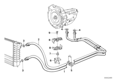 Охлаждение трансмиссионного масла для BMW E30 316i M40 (схема запасных частей)