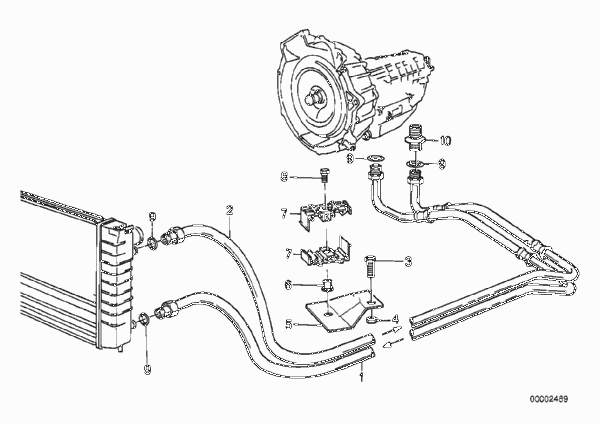 Охлаждение трансмиссионного масла для BMW E30 325i M20 (схема запчастей)
