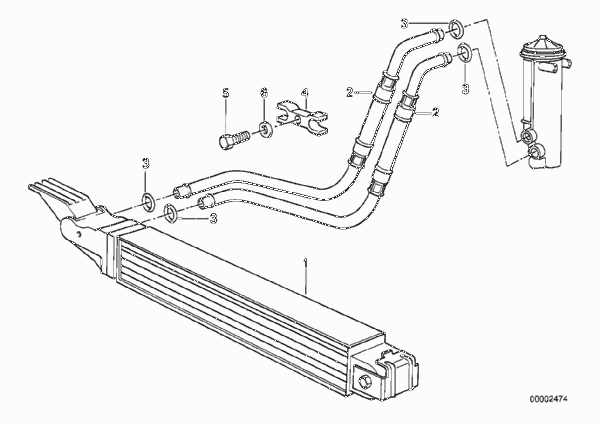 Охлаждение системы смазки двигателя для BMW E34 524td M21 (схема запчастей)