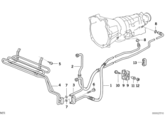 Охлажд.трансм.масла/шланги охлаждения для BMW E36 325td M51 (схема запасных частей)