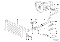 Охлаждение трансмиссионного масла для BMW E38 750iL M73N (схема запасных частей)