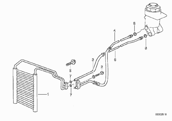 Охлаждение системы смазки двигателя для BMW E38 750i M73 (схема запчастей)