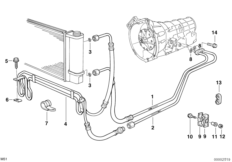 Охлажд.трансм.масла/шланги охлаждения для BMW E34 525tds M51 (схема запасных частей)