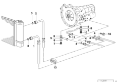 Охлаждение трансмиссионного масла для BMW E32 730i M60 (схема запасных частей)