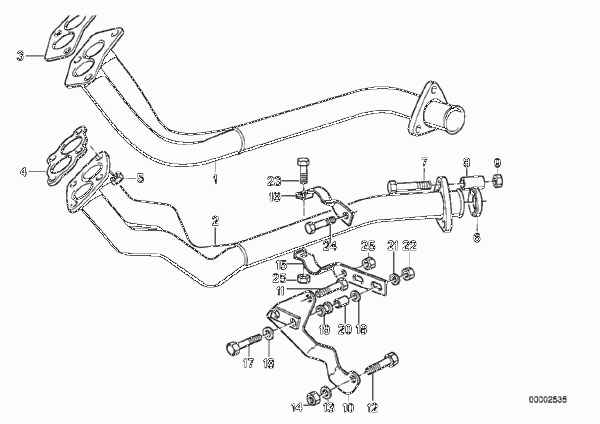 Выпускная труба Пд для BMW E28 518 M10 (схема запчастей)