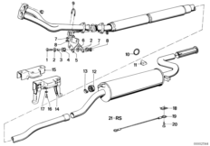 Элементы крепления системы выпуска ОГ для BMW E12 520 M10 (схема запасных частей)