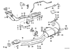 Приемная труба катализатора для BMW E30 325e M20 (схема запасных частей)