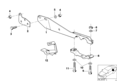 Элементы крепления системы выпуска ОГ для BMW E23 728iS M30 (схема запасных частей)