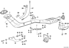 Приемная труба катализатора для BMW E30 318i M10 (схема запасных частей)