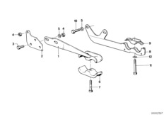 Элементы крепления системы выпуска ОГ для BMW E28 525i M30 (схема запасных частей)