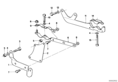 Элементы крепления системы выпуска ОГ для BMW E28 525e M20 (схема запасных частей)
