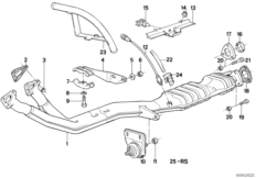 Система выпуска ОГ с катализатором для BMW E28 M535i M30 (схема запасных частей)
