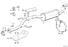 Система выпуска ОГ Зд для BMW E28 525e M20 (схема запасных частей)