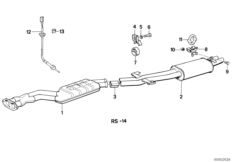 Катализатор/передний доп.глушитель для BMW E30 M3 S14 (схема запасных частей)
