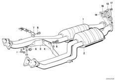Приемная труба передн.дополн.глушителя для BMW E32 750i M70 (схема запасных частей)