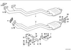 Приемная труба передн.дополн.глушителя для BMW E34 520i M20 (схема запасных частей)