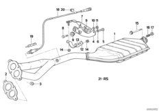 Катализатор/передний доп.глушитель для BMW E30 318is M42 (схема запасных частей)