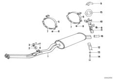 Система выпуска ОГ Зд для BMW E30 325ix M20 (схема запасных частей)