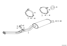 Задний дополнительный глушитель для BMW E30 325e M20 (схема запасных частей)