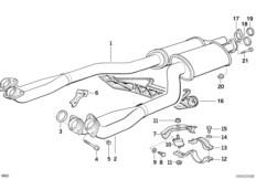 Приемная труба передн.дополн.глушителя для BMW E32 740i M60 (схема запасных частей)