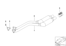 Катализатор/передний доп.глушитель для BMW E38 728i M52 (схема запасных частей)