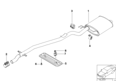 Система выпуска ОГ Зд для BMW E39 525tds M51 (схема запасных частей)