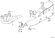 Система выпуска ОГ для BMW K569 K 75 C (0564,0574) 0 (схема запасных частей)