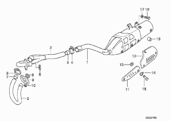 Детали системы выпуска ОГ с креплением для BMW E169 F 650 ST 97 (0163,0168) 0 (схема запчастей)