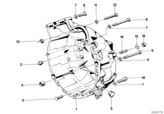 Картер сцепления для BMW E30 M3 S14 (схема запасных частей)