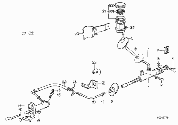 Привод управления сцеплением для BMW E28 518i M10 (схема запчастей)