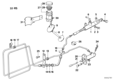 Привод управления сцеплением для BMW E32 730iL M60 (схема запасных частей)