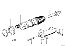Исполнительный цилиндр привода сцепления для BMW E12 528 M30 (схема запасных частей)