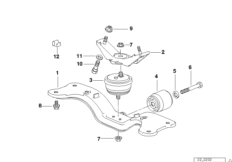 Крепление коробки передач/АКПП для BMW E38 735i M62 (схема запасных частей)