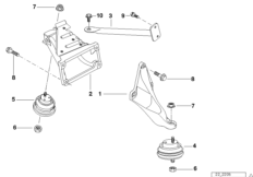 Подвеска двигателя для BMW E39 523i M52 (схема запасных частей)