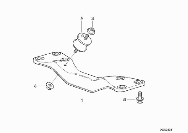Крепление коробки передач/МКПП для BMW E39 525i M54 (схема запчастей)