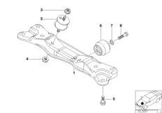Крепление коробки передач/АКПП для BMW E39 525i M54 (схема запасных частей)