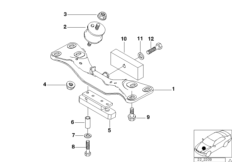 Крепление коробки передач/МКПП для BMW E39 525tds M51 (схема запасных частей)