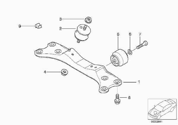 Крепление коробки передач/АКПП для BMW E38 735i M62 (схема запчастей)