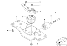 Крепление коробки передач/МКПП для BMW E39 540i M62 (схема запасных частей)