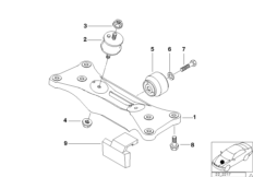 Крепление коробки передач/АКПП для BMW E39 540iP M62 (схема запасных частей)
