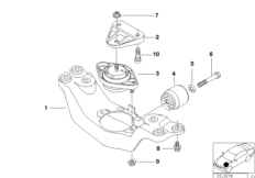 Крепление коробки передач/АКПП для BMW E39 528i M52 (схема запасных частей)